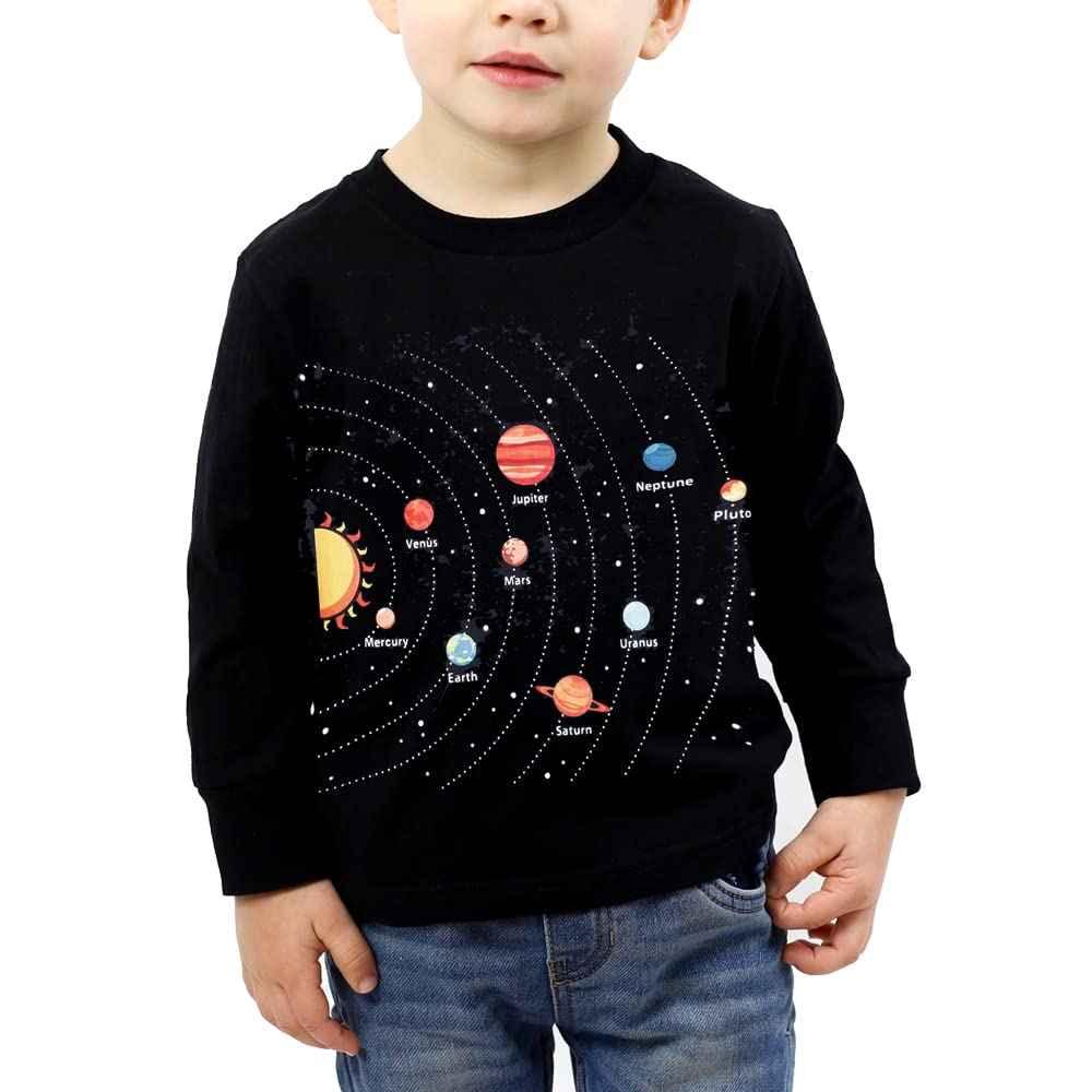 Boys Space Shirt – Long Sleeve Planet Cartoon Tee | Size 5T