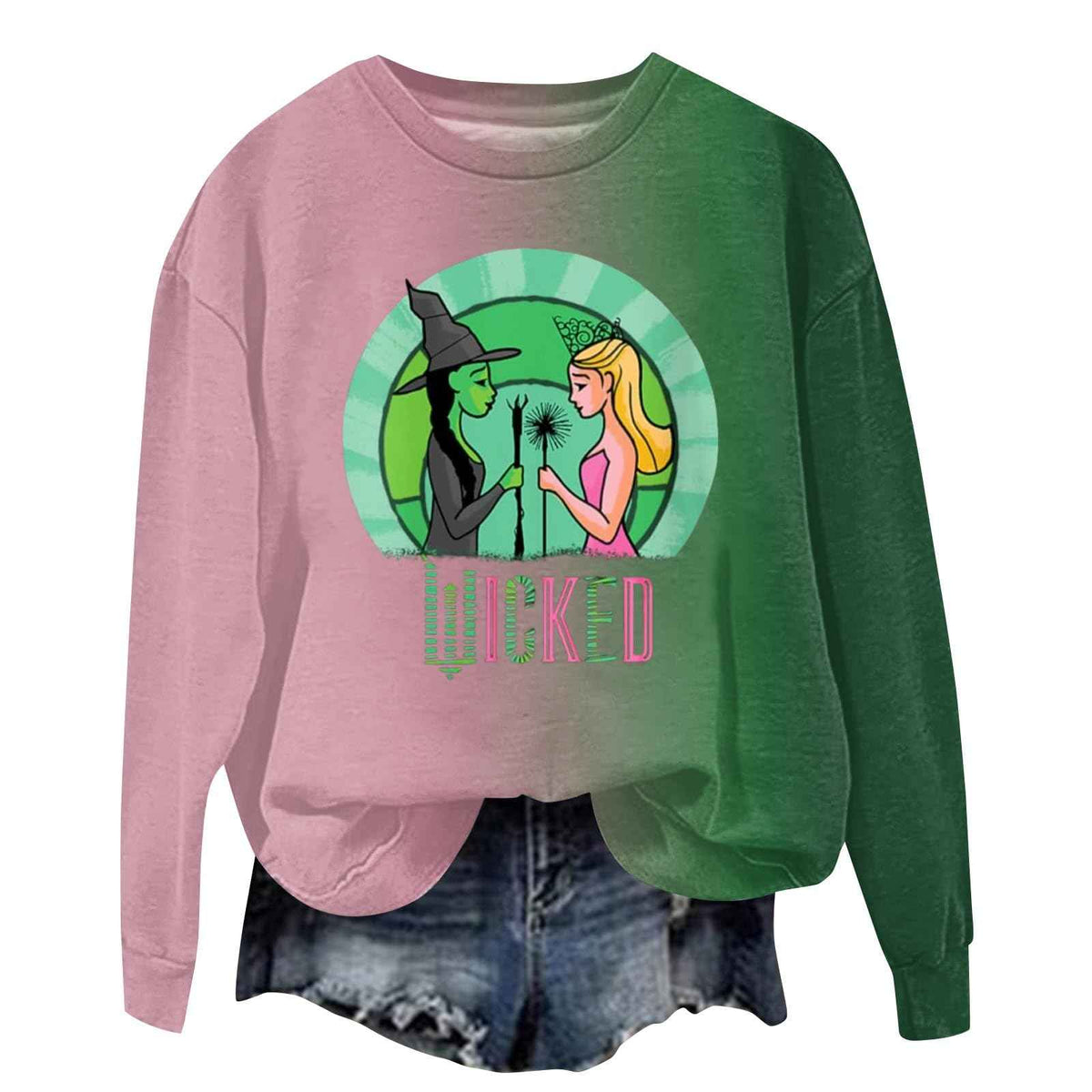 Wicked Sweatshirt for Women Musicals Shirts Casual Fashion Sweater Long Sleeve Crew Neck Trendy Pullover Clothes