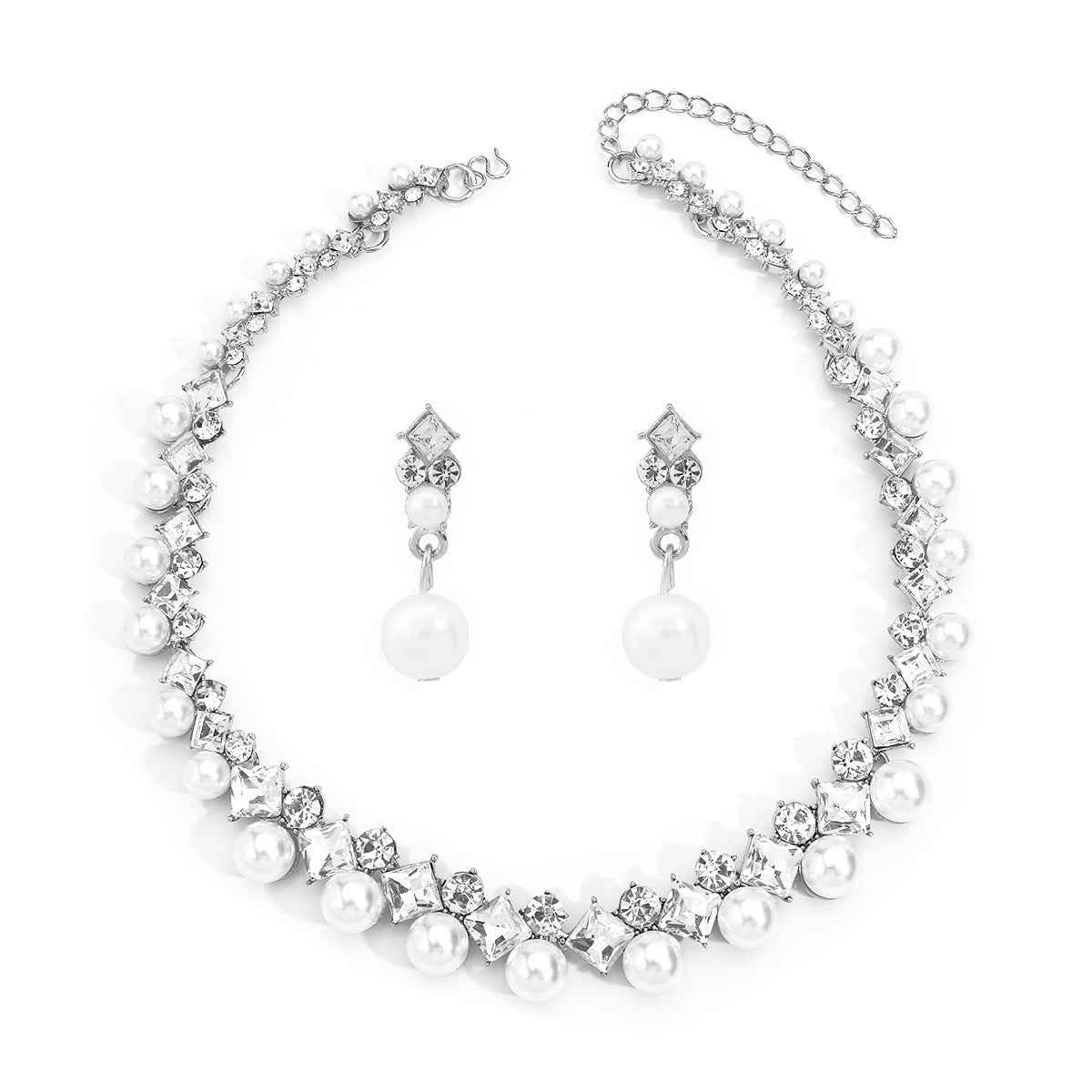 Baroque Alloy Necklace And Earrings Elegant Fashion All-match Bridal Formal Formal Dress Jewelry Suit