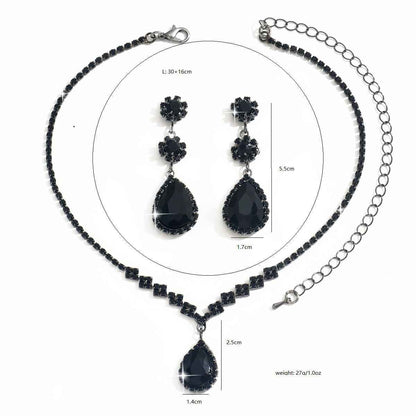 Cross-Border Bridal Wedding Photography Jewelry Fashion Claw Chain Water Drop Glass Crystal Necklace Earrings Bracelet Set