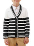 Boys Cardigan Sweater – Striped Cable Knit Shawl Collar | 4–14Y
