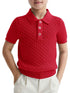 Boys Polo Shirt – Cable Knit Short Sleeve Sweater | Red