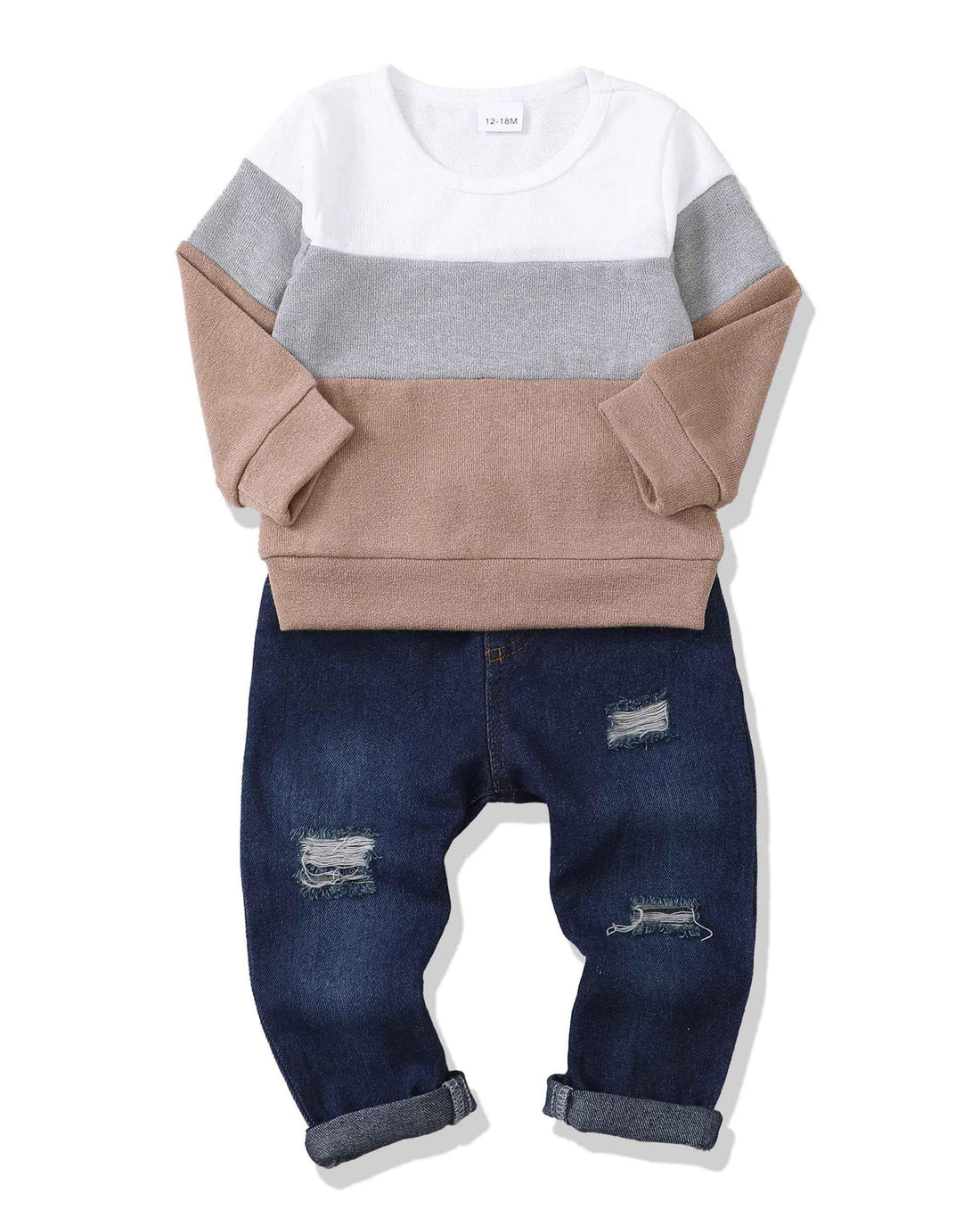 Boys Winter Outfit – Long Sleeve Sweatshirt &amp; Denim Pants | 4T–5T