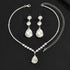 Cross-Border Bridal Wedding Photography Jewelry Fashion Claw Chain Water Drop Glass Crystal Necklace Earrings Bracelet Set