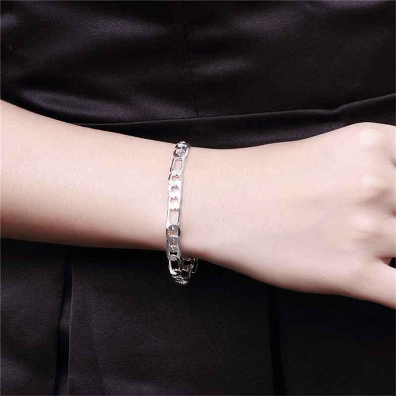 4Mm Figaro Chain Geometry Bracelet Necklace Two Piece Set Fashion Simple European And American Jewelry Set