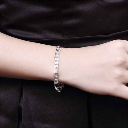 4Mm Figaro Chain Geometry Bracelet Necklace Two Piece Set Fashion Simple European And American Jewelry Set