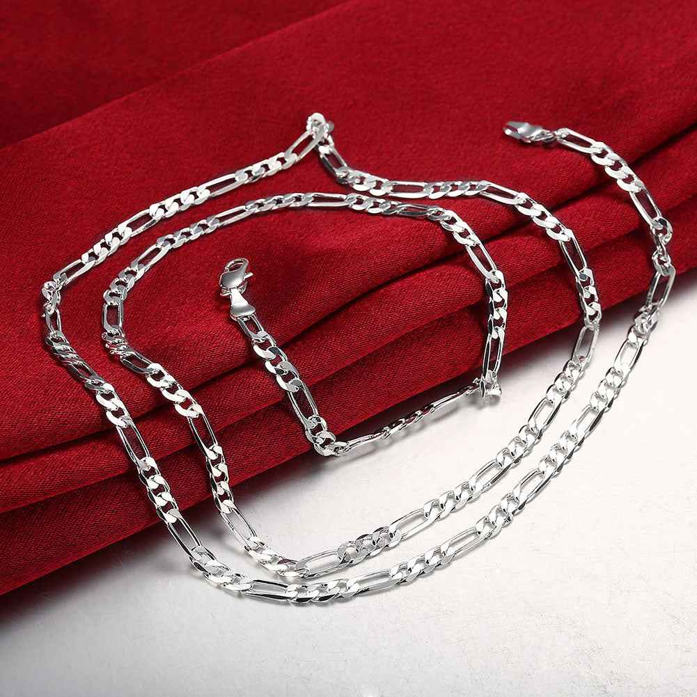 4Mm Figaro Chain Geometry Bracelet Necklace Two Piece Set Fashion Simple European And American Jewelry Set