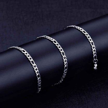 4Mm Figaro Chain Geometry Bracelet Necklace Two Piece Set Fashion Simple European And American Jewelry Set