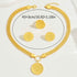 Fashion OL Tree Of Life Round Pendant Jewelry Set, Matching Necklace Earrings With Electroplated 18K Versatile Ring Women Accessories