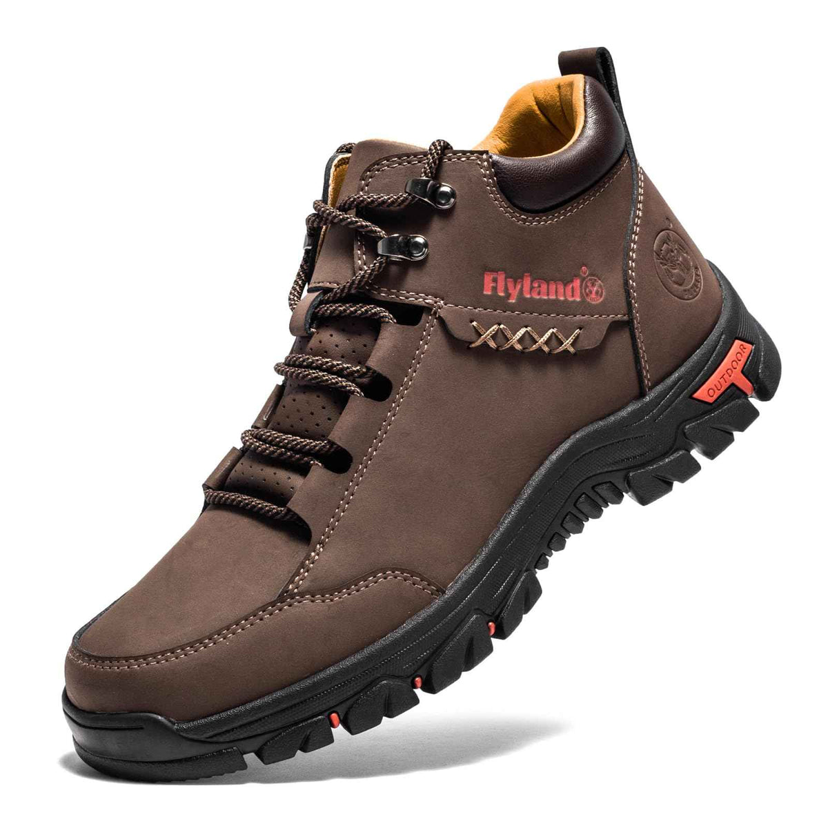 FLYLAND Mens Casual Leather Shoes Chukka Ankle Boot Handmade Fashion Shoe Non Slip Breathable Comfortable Mid Top for Driving Walking Outdoor Boots(Brown 10)