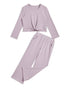 Girls Clothing Set – Tie Knot Crop Top & Wide Leg Pants | Handfrog