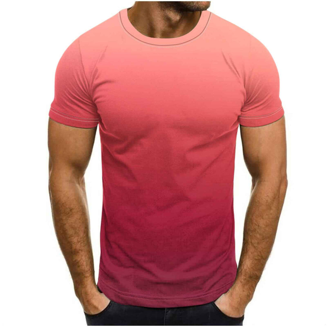 T-Shirt for Men - Men’s Gradient Short Sleeve T Shirts Summer Casual Street Fashion Tees Muscle Slim Fit Crewneck Tops Novelty Sport Gym Pullover Blouses for Adults Teens Clothes 2024