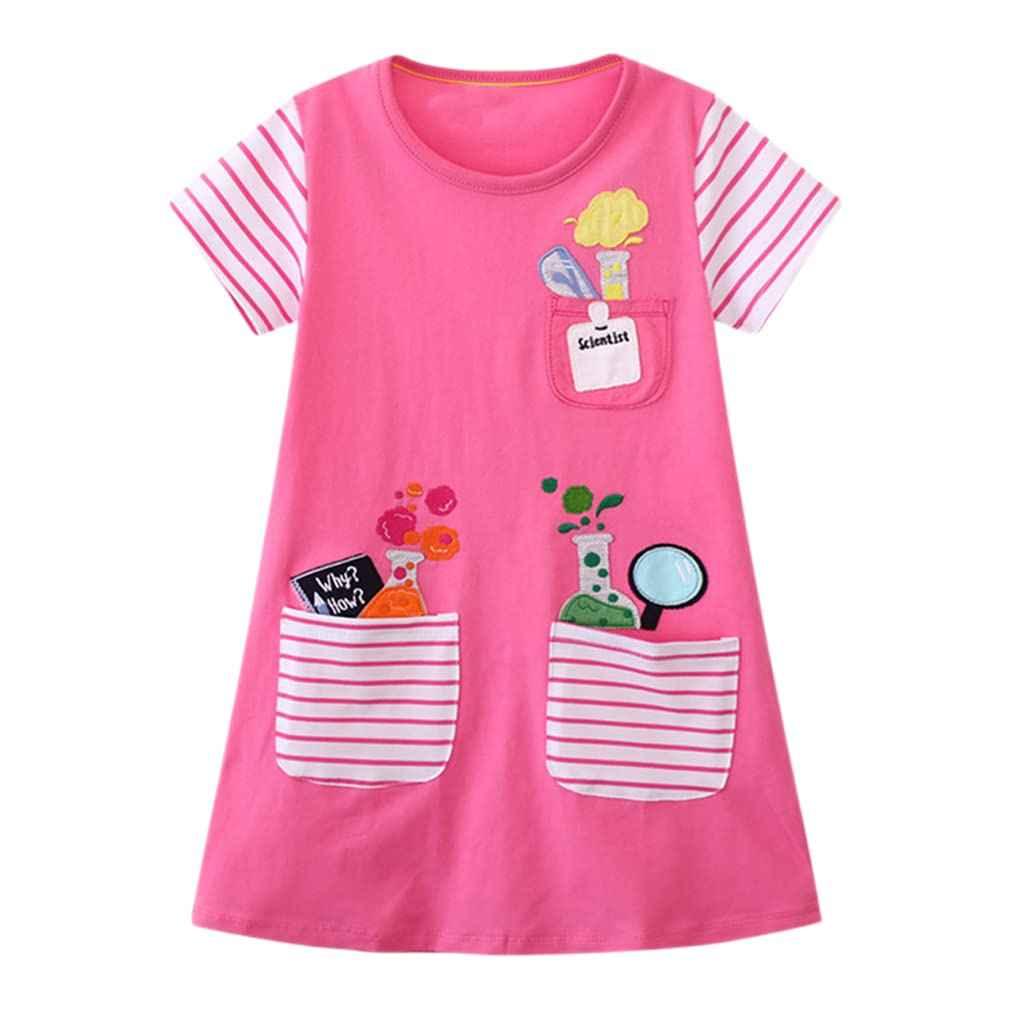 Pink Dress for Girls – Cute Round Neck Toddler Dress | VEOAY