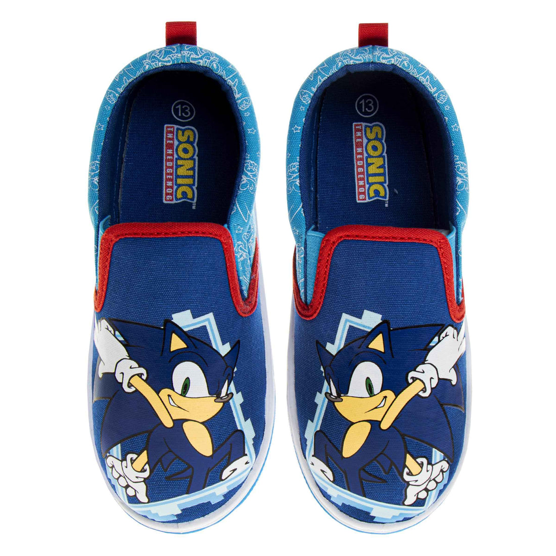 Josmo Kids Sonic The Hedgehog Shoes for Boys - Sonic Slip-on Sneaker Casual Fashion Low top Sneakers Canvas Shoe - Blue (Size 4 Big Kid)