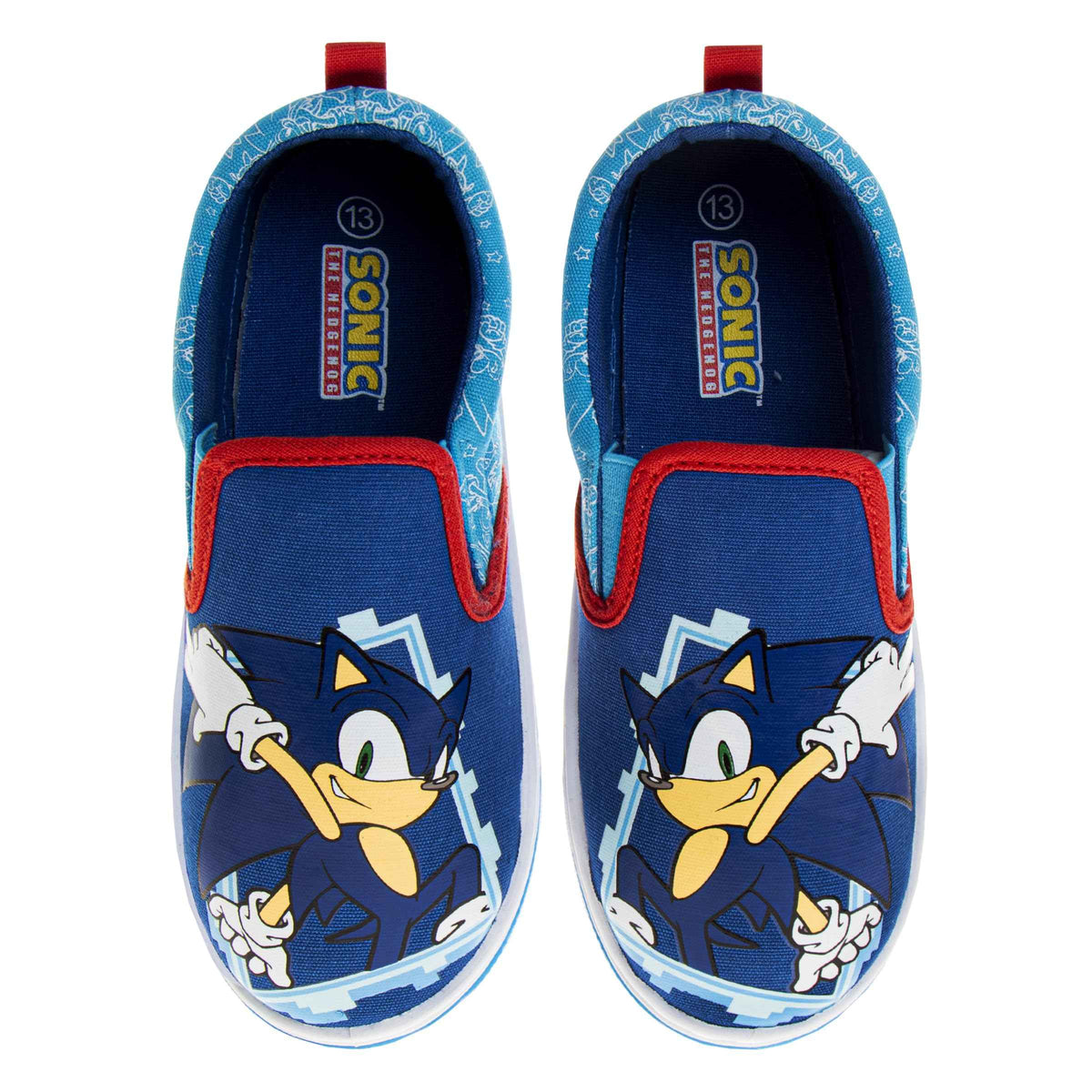 Josmo Kids Sonic The Hedgehog Shoes for Boys - Sonic Slip-on Sneaker Casual Fashion Low top Sneakers Canvas Shoe - Blue (Size 4 Big Kid)