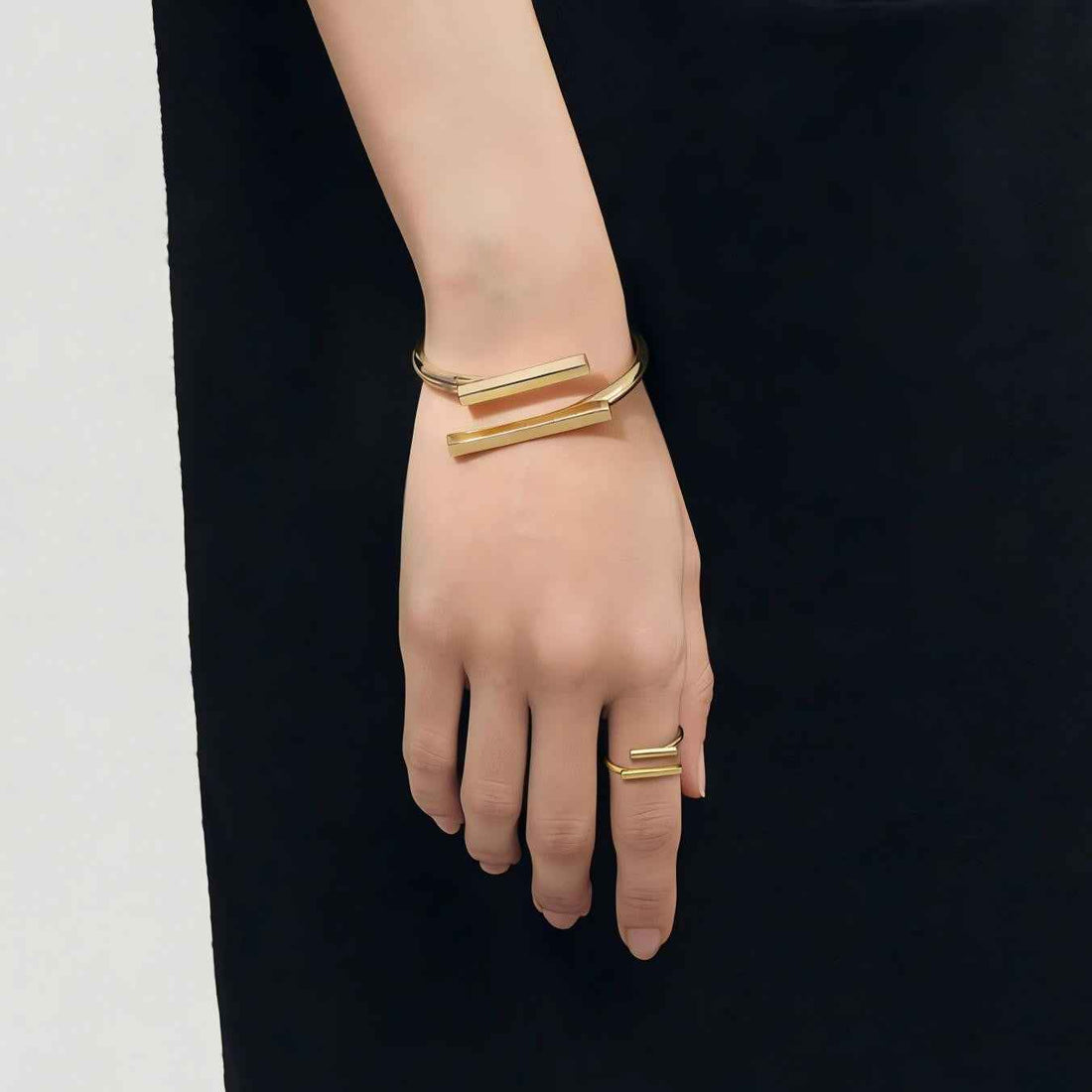 European And American Cross-Border Fashion Personalized Creative Metal Geometric Square Open Adjustable Women&