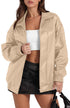 SAMPEEL Leather Jacket Women Faux Oversized Motorcycle Bomber Coats 2024 Fall Going Out Outfits Winter Clothes Apricot XS