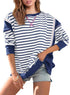 Yousify Long Sweatshirts for Women Crewneck Fall Clothes 2024 Outfit Casual Tops Navy Blue S