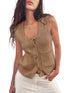 Yousify Spring Tops for Women Sweater Vest Tank Tops Summer Clothes Womens Fashion 2024 Brown